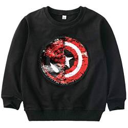 Superhelden-Sweatshirt für Jungen und Mädchen, mit Pailletten, langärmelig, Baumwolle, 3–8 Jahre Gr. 120 cm, e von i pass