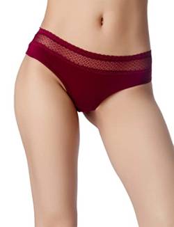 iB-iP Damen Brasilianischer Unterwäsche Sexy Spitzen Tiefbund Tanga Slip Unterhose, Größe: 36, Burgund von iB-iP