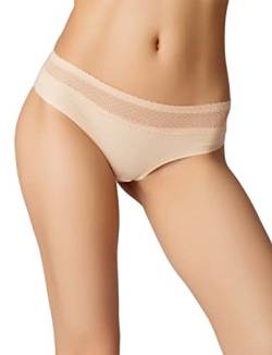 iB-iP Damen Brasilianischer Unterwäsche Sexy Spitzen Tiefbund Tanga Slip Unterhose, Größe: 42, Beige von iB-iP