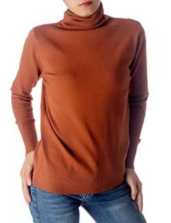 iB-iP Damen Einfarbiger Leichter Modischer Rollkragen Pullover, Größe: 34, Cognac von iB-iP