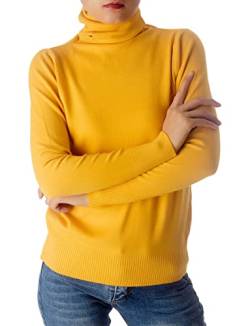 iB-iP Damen Einfarbiger Leichter Modischer Rollkragen Pullover, Größe: 36, Gelb von iB-iP