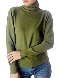 iB-iP Damen Einfarbiger Leichter Modischer Rollkragen Pullover, Größe: 38, Moos von iB-iP