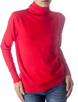 iB-iP Damen Einfarbiger Leichter Modischer Rollkragen Pullover, Größe: 38, Rot von iB-iP