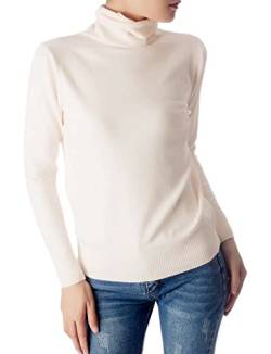 iB-iP Damen Einfarbiger Leichter Modischer Rollkragen Pullover, Größe: 40, Creme von iB-iP