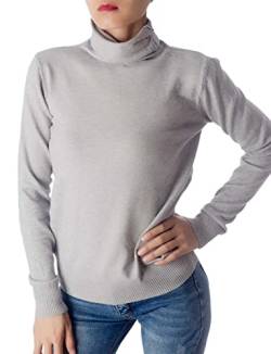 iB-iP Damen Einfarbiger Leichter Modischer Rollkragen Pullover, Größe: 42, Hellgrau von iB-iP