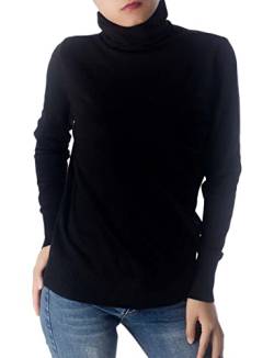 iB-iP Damen Einfarbiger Leichter Modischer Rollkragen Pullover, Größe: 42, Schwarz von iB-iP