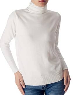 iB-iP Damen Einfarbiger Leichter Modischer Rollkragen Pullover, Größe: 42, Weiß von iB-iP