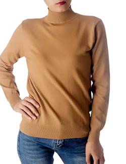 iB-iP Damen Pullover Rollkragen Kuschelige Elegante Strickoberteile, Größe: 40, Sand von iB-iP