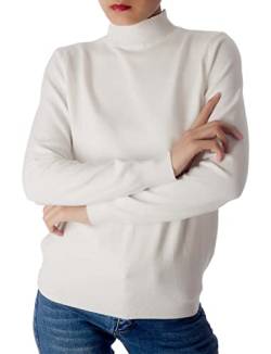 iB-iP Damen Pullover Rollkragen Kuschelige Elegante Strickoberteile, Größe: 40, Weiß von iB-iP