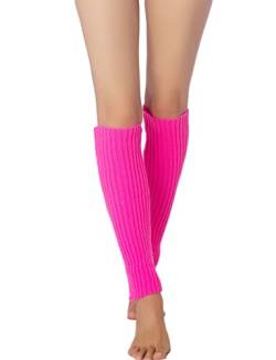 iB-iP Damen Stulpensocken Bein Stulpen Legwarmer Neon Bunten Beinstulpen Warmers, Größe: Einheitsgröße, Hot Pink von iB-iP