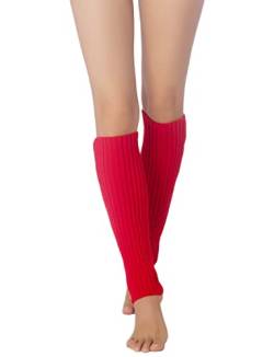 iB-iP Damen Stulpensocken Bein Stulpen Legwarmer Neon Bunten Beinstulpen Warmers, Größe: Einheitsgröße, Rot von iB-iP