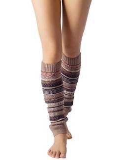 iB-iP Damen Stulpensocken Trible Stulpen Legwarmers Bunten Beinstulpen Warmers, Größe: Einheitsgröße, Dunkelbeige von iB-iP