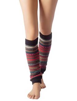 iB-iP Damen Stulpensocken Trible Stulpen Legwarmers Bunten Beinstulpen Warmers, Größe: Einheitsgröße, Schwarz von iB-iP