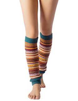 iB-iP Damen Stulpensocken Trible Stulpen Legwarmers Bunten Beinstulpen Warmers, Größe: Einheitsgröße, Türkis von iB-iP