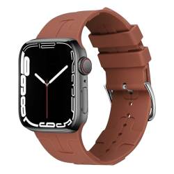 iBazal Kompatibel mit Apple Watch Armband 49mm 45mm 44mm 42mm Silikon Rubber Sport Uhren Band Ersatz für iWatch Serie Ultra/Ultra 2 SE/SE 2 Series 9 8 7 6 5 4 3 2 1-42/44/45/49 Braun von iBazal
