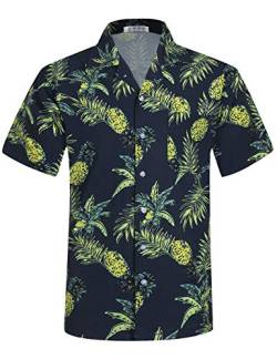 iCKER Hawaiihemd Herren Strandhemd Kurzarmhemd 3D-Gedrucktes Hemd Freizeithemd Sommerhemd Normale Passform, Dark Blue, 3XL von iCKER