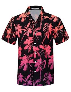 iCKER Hawaiihemd Herren Strandhemd Kurzarmhemd 3D-Gedrucktes Hemd Freizeithemd Sommerhemd Normale Passform, Schwarz C1, XL von iCKER