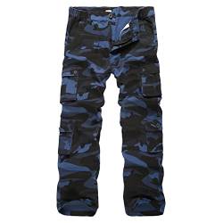 iCKER Herren Cargo Hose Camouflage Hose militär Casual Outdoor Arbeitshose Freizeithose, Camo Blau A1, 40 von iCKER