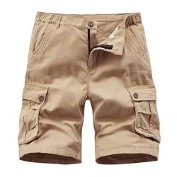 iCKER Herren Cargo Shorts Camouflage Freizeit männer Kurze Hose Lose Fit Baumwolle Bermuda Camo Shorts Sommer,Khaki,Gr.40 von iCKER