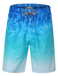 iCKER Herren Shorts Badehose Badeshorts Strand Shorts Beach Shorts Board Shorts Schnelltrocknend für Sommer,Blau SS1,4XL von iCKER