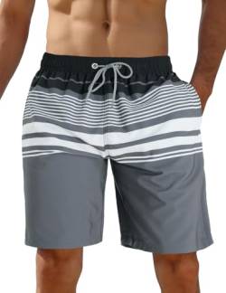 iCKER Herren Shorts Badehose Badeshorts Strand Shorts Beach Shorts Board Shorts Schnelltrocknend für Sommer,Grau S3,4XL von iCKER