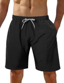 iCKER Herren Shorts Badehose Badeshorts Strand Shorts Beach Shorts Board Shorts Schnelltrocknend für Sommer,Schwarz-S3,L von iCKER