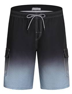 iCKER Herren Shorts Badehose Badeshorts Strand Shorts Beach Shorts Board Shorts Schnelltrocknend für Sommer,Schwarz-SAS,M von iCKER