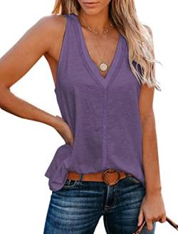 iChunhua V-Ausschnitt Westen für Frauen Casual Sommer Basic Ärmellos Racerback Tank Tops, violett, Large von iChunhua