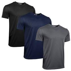 iClosam 3er Pack Fitness Shirt Herren Sport Tshirts Funktionsshirt Männer Atmungsaktive Trainingsshirt Sportkleidung GymT-Shirt Kurzarm von iClosam