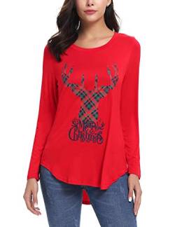 iClosam Damen Casual Weihnachten T-Shirt Criss Cross Front-V-Ausschnitt Langarm Shirts von iClosam