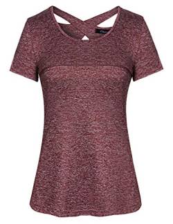 iClosam Sport T-Shirt Damen Laufshirt Shortsleeve Yoga Gym Tops Sportshirt Damen Locker Sportkleidung Frauen von iClosam