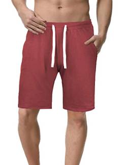 iClosam Herren Shorts Baumwoll Trainingshorts Freizeit Activewear-Shorts Bequeme Sportshorts mit Kordelzug und praktischen Taschen von iClosam