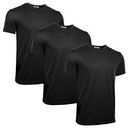 iClosam Herren Sportshirt 3 Pack Atmungsaktiv Kurzarmshirt für Männer, Schwarz+schwarz+schwarz, L von iClosam