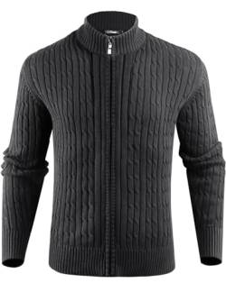 iClosam Herren Strickjacke Grobstrick Mit Reissverschluss und Stehkragen,Grau,Gr.M von iClosam