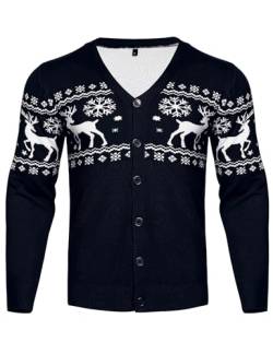 iClosam Herren Strickjacke Weihnachten Cardigan Pulli Männer Christmas Oberteile Weihnachts Bequem Warmer Winter Pullover, Schwarz, L von iClosam