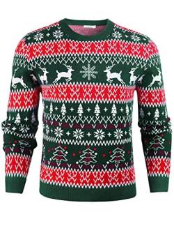iClosam Herren Weihnachtspullover Strickpullover Langarm, Ugly Christmas Sweater Herren Weihnachtspulli, Lustige Strick Christmas Sweater, Pullover mit Rundhalsausschnitt von iClosam