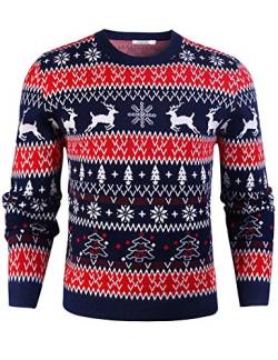 iClosam Herren Weihnachtspullover Strickpullover Langarm, Ugly Christmas Sweater Herren Weihnachtspulli, Lustige Strick Christmas Sweater, Pullover mit Rundhalsausschnitt von iClosam