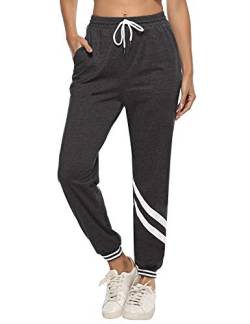 iClosam Jogginghose Damen Lang Baumwolle Sporthose Freizeithose Trainingshose High Waist Sweatpants Lounge Hose für Frauen Outdoorhose mit Streifen für Jogging Sport Yoga Gym von iClosam