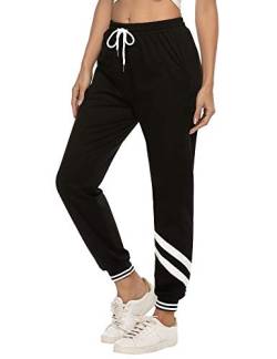 iClosam Jogginghose Damen Lang Baumwolle Sporthose Freizeithose Trainingshose High Waist Sweatpants Lounge Hose für Frauen Outdoorhose mit Streifen für Jogging Sport Yoga Gym von iClosam