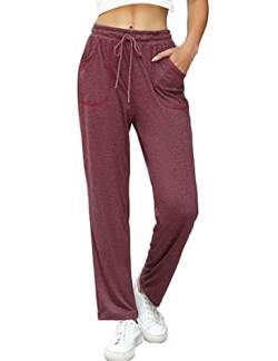 iClosam Jogginghose Damen Lang Freizeithose Sporthose Frauen Yoga Hosen Trainingshose Fitnesshose Sweathose Loose Fit Baumwolle mit Taschen und Verstellbarem Kordelzug von iClosam