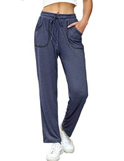 iClosam Jogginghose Damen Lang Freizeithose Sporthose Frauen Yoga Hosen Trainingshose Fitnesshose Sweathose Loose Fit Baumwolle mit Taschen und Verstellbarem Kordelzug von iClosam