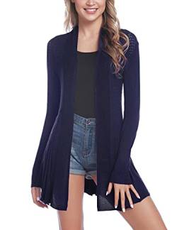 iClosam Strickjacke Damen Lang Cardigan Strickmantel Einfarbige Dünne Jacke Gestrickt Langarm Leicht Elegant Vorne Offen Sommer Strick Jacken von iClosam