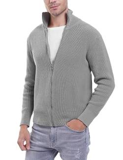 iClosam Strickjacke Herren, Cardigan Herren Gestrickt mit Reißverschluss, Trachtenjacke für Herren, Herrenjacke Sweater, Wintermantel,Grau,M von iClosam