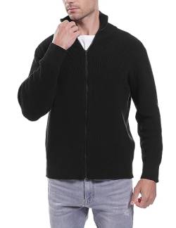 iClosam Strickjacke Herren, Cardigan Herren Gestrickt mit Reißverschluss, Trachtenjacke für Herren, Herrenjacke Sweater, Wintermantel,Schwarz,M von iClosam