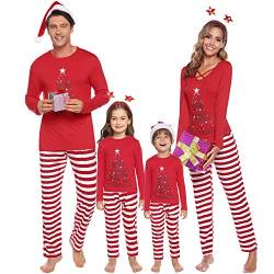 iClosam Weihnachts Pyjama Familie Set, Weihnachts Schlafanzug Damen und Herren Lang, Christmas Pyjama Baumwolle von iClosam