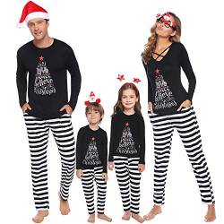 iClosam Weihnachts Pyjama Familie Set, Weihnachts Schlafanzug Damen und Herren Lang, Christmas Pyjama Baumwolle von iClosam