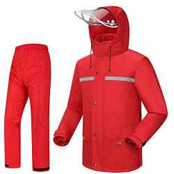 iCreek Herren Wasserdicht Regenanzug Anzug Winddicht Regenbekleidung Regenmantel im Freien für Motorrad, Fahrrad, Golf, Rot, L von iCreek