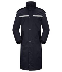 iCreek Regenmantel Wasserdichte lange Regenmanteljacke für Herren Leichte Regenbekleidung Reflektierende, wiederverwendbare Kapuze (L, Navy Blau) von iCreek