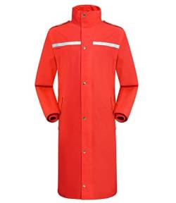 iCreek Regenmantel Wasserdichte lange Regenmanteljacke für Herren Leichte Regenbekleidung Reflektierende, wiederverwendbare Kapuze (M,Rot) von iCreek