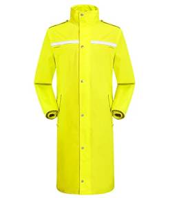 iCreek Regenmantel Wasserdichte lange Regenmanteljacke für Herren Leichte Regenbekleidung Reflektierende, wiederverwendbare Kapuze (XXXL, Gelb) von iCreek
